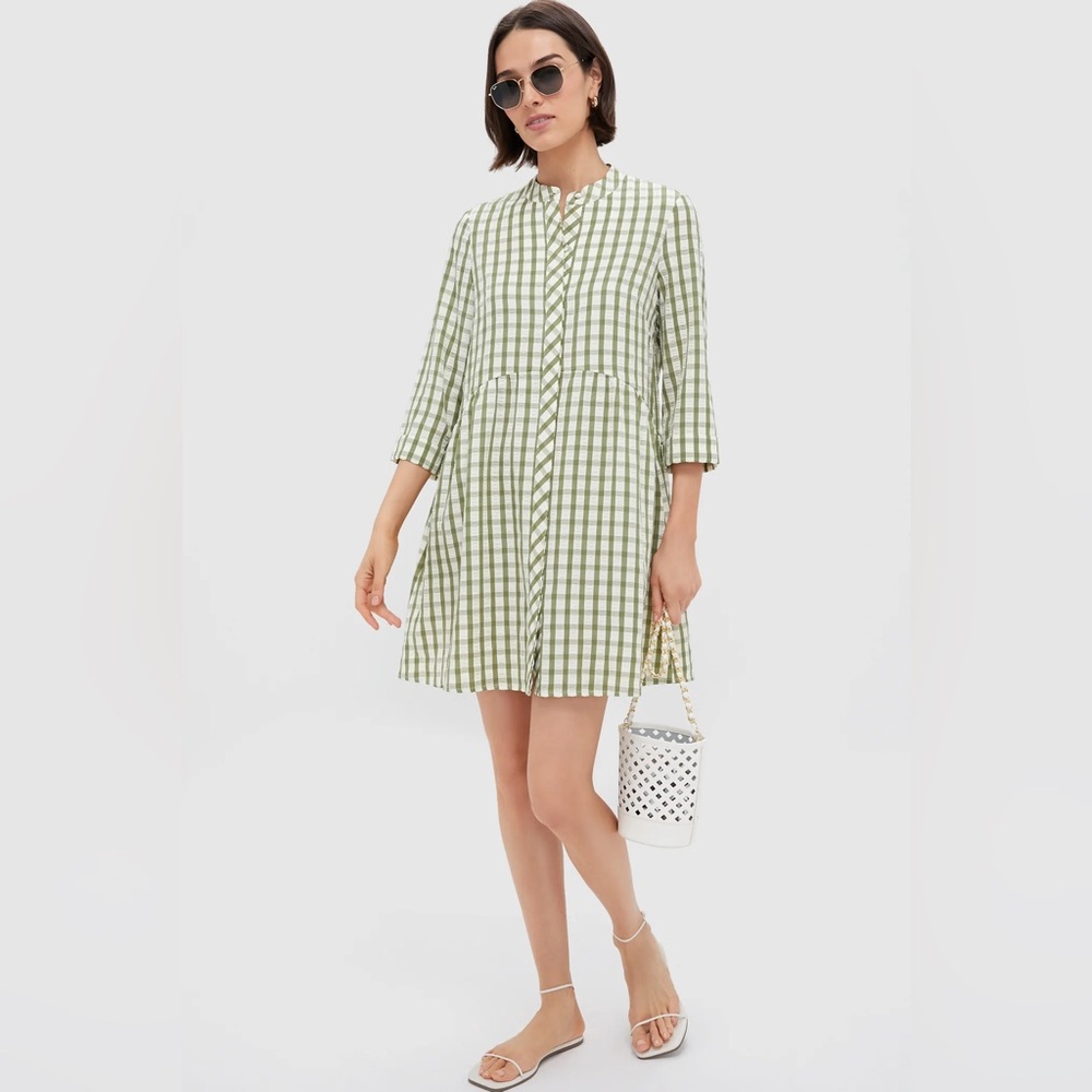 Tuckernuck Sage Seersucker Gingham Royal Shirt Dress